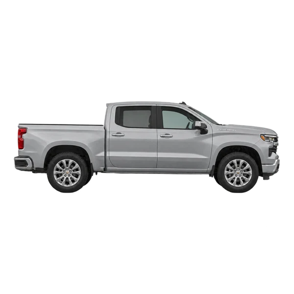 silver 2024 Chevrolet Silverado 1500 side (facing right) view