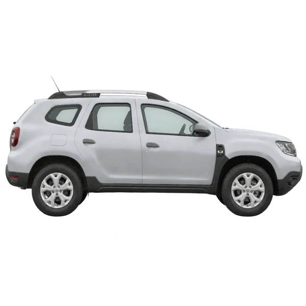 silver 2019 Dacia Duster side (facing right) view