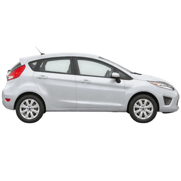 silver 2013 Ford Fiesta side (facing right) view