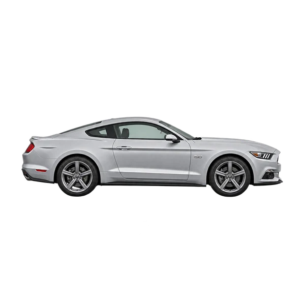 silver 2019 Ford Mustang side (facing right) view