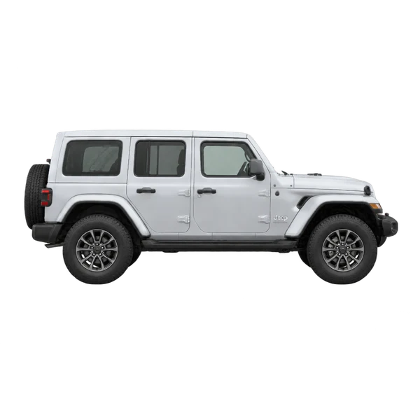 silver 2024 Jeep Wrangler Unlimited side (facing right) view