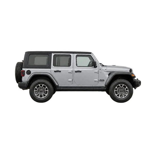silver 2025 Jeep Wrangler Unlimited side (facing right) view