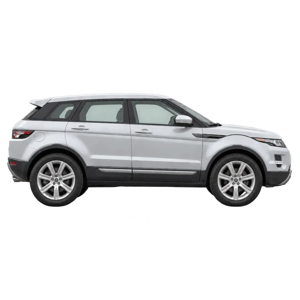 silver 2015 Land Rover Range Rover Evoque side (facing right) view