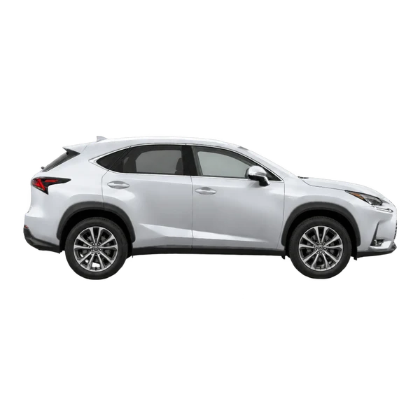 silver 2018 Lexus NX 300H Luxury side (facing right) view