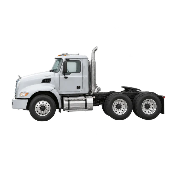 silver 2013 Mack GU (Granite) side (facing right) view