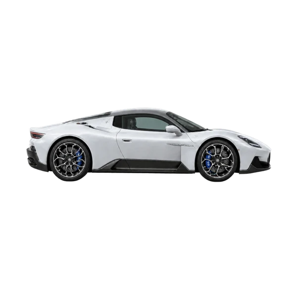 silver 2026 Maserati MCPura side (facing right) view
