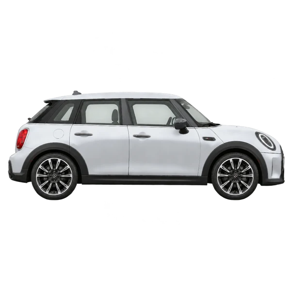 silver 2023 MINI Cooper S side (facing right) view