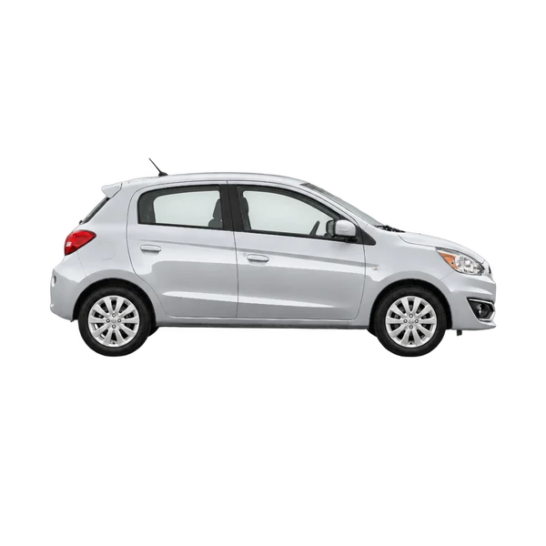 silver 2018 Mitsubishi Mirage side (facing right) view