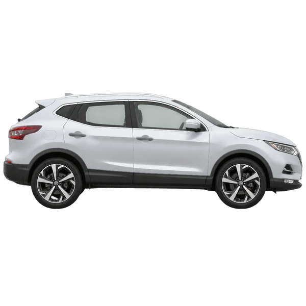 silver 2021 Nissan Qashqai side (facing right) view
