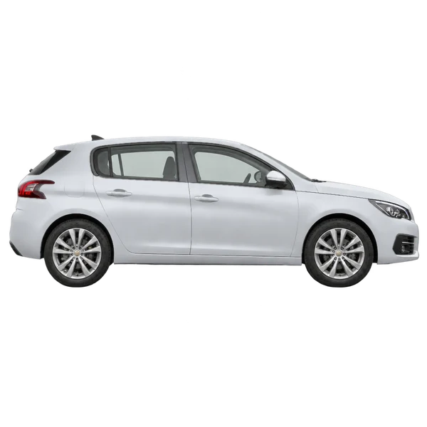 silver 2019 Peugeot 308 side (facing right) view