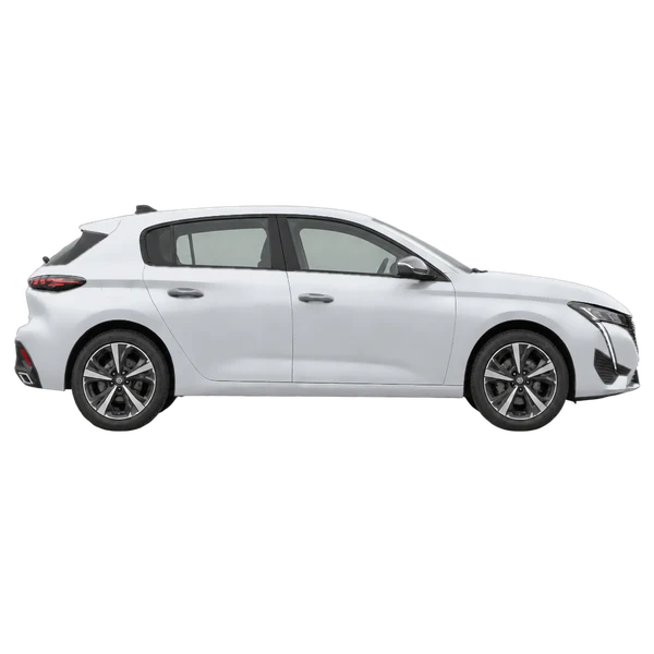silver 2025 Peugeot 308 side (facing right) view