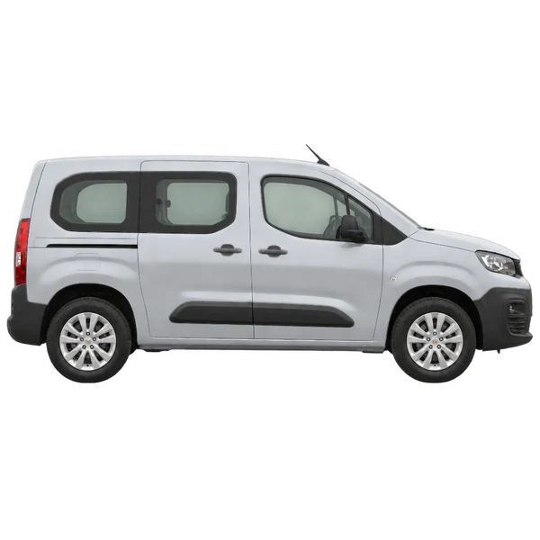 silver 2021 Peugeot Partner side (facing right) view