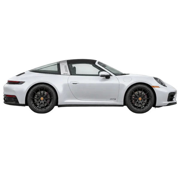 silver 2026 Porsche 911 Targa 4 GTS side (facing right) view