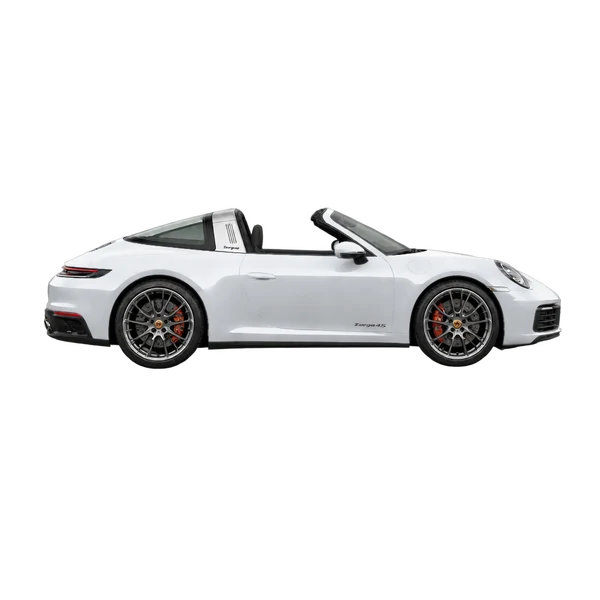 silver 2026 Porsche 911 Targa 4S side (facing right) view