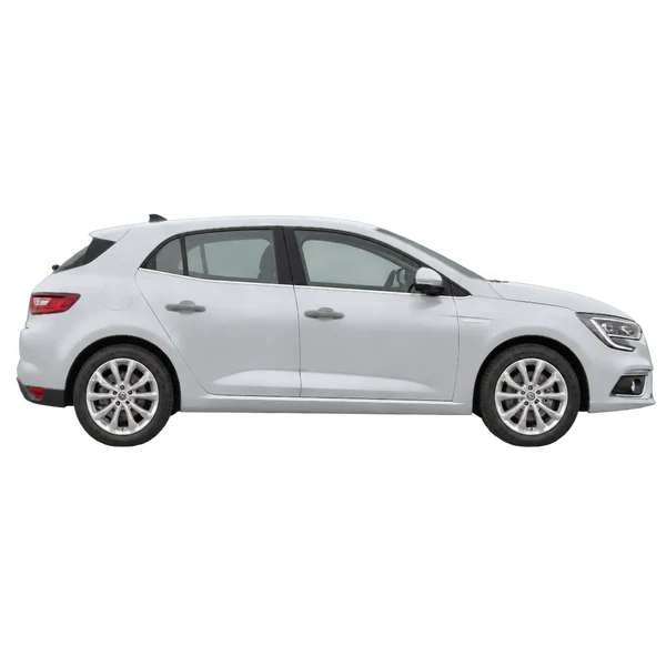 silver 2017 Renault Megane side (facing right) view