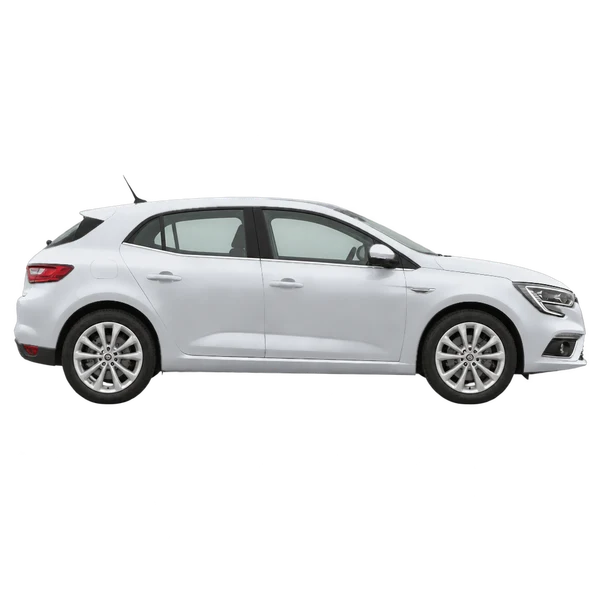 silver 2019 Renault Megane side (facing right) view