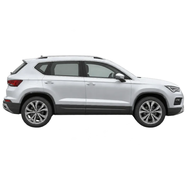 silver 2021 SEAT Ateca side (facing right) view