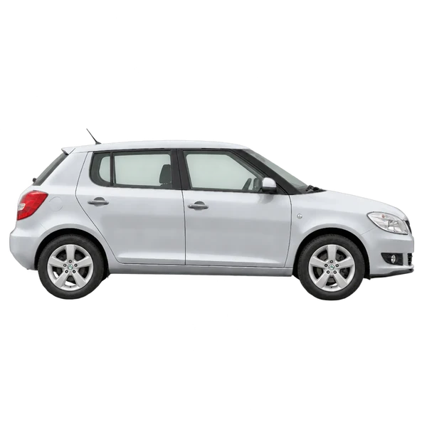silver 2010 Skoda Fabia side (facing right) view