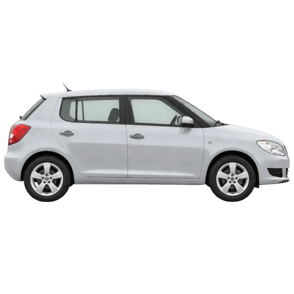 silver 2013 Skoda Fabia side (facing right) view
