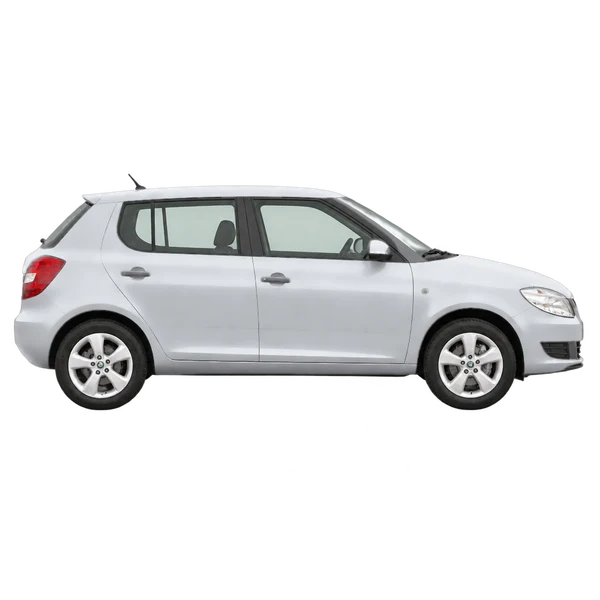 silver 2014 Skoda Fabia side (facing right) view