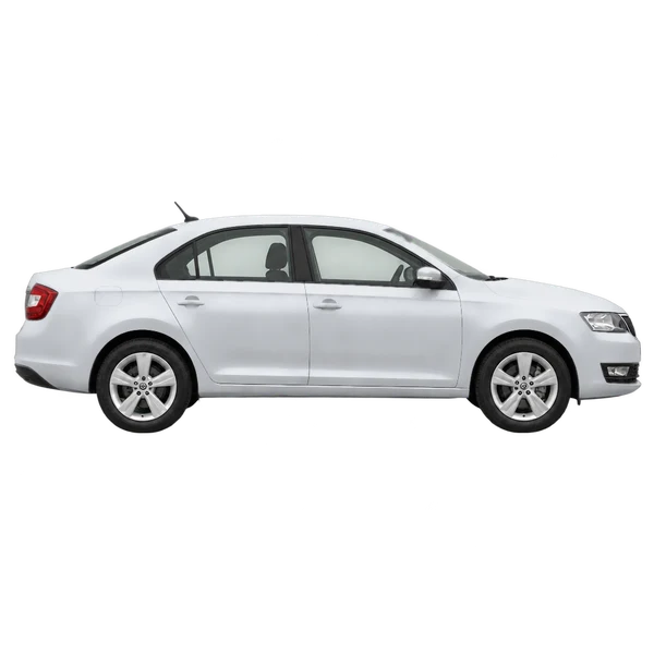 silver 2019 Skoda Rapid side (facing right) view