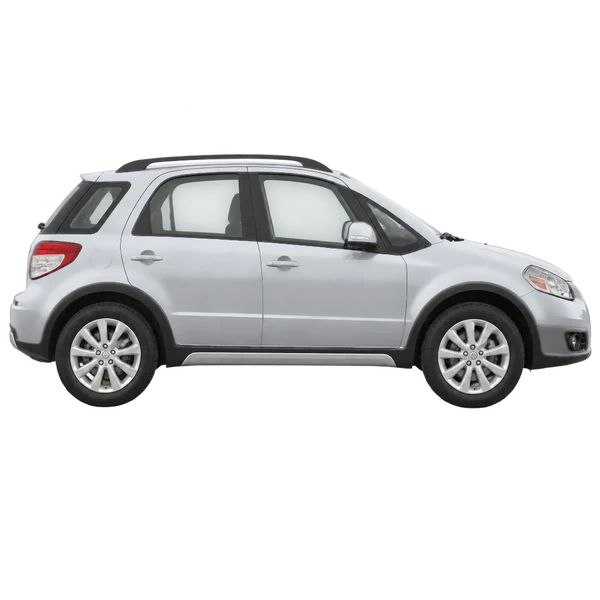 silver 2015 Suzuki SX4 side (facing right) view