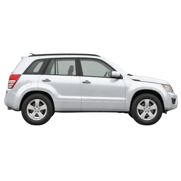 silver 2013 Suzuki Vitara side (facing right) view
