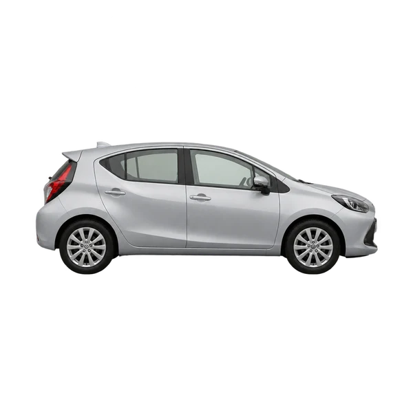 silver 2025 Toyota Aqua side (facing right) view