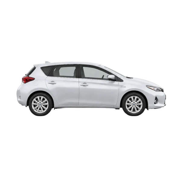 silver 2015 Toyota Auris Hybrid TS side (facing right) view