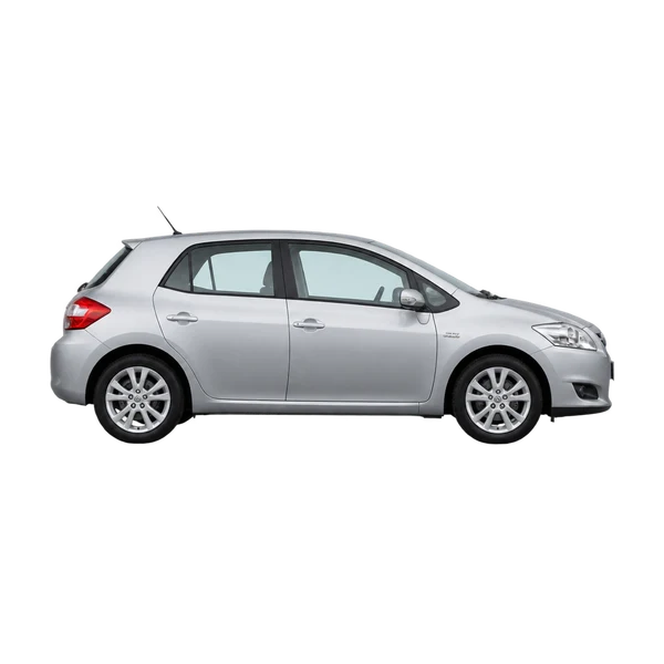 silver 2010 Toyota Auris SR180 D-CAT side (facing right) view