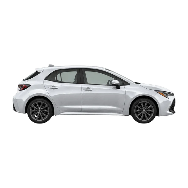 silver 2022 Toyota Corolla Hatchback side (facing right) view