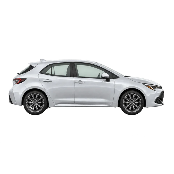 silver 2024 Toyota Corolla Hatchback side (facing right) view