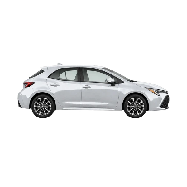 silver 2025 Toyota Corolla Hatchback side (facing right) view