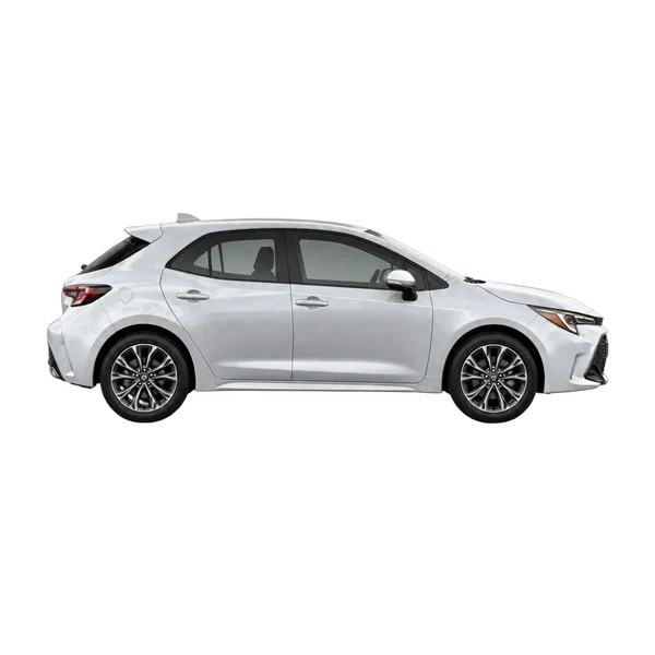 silver 2026 Toyota Corolla Hatchback side (facing right) view