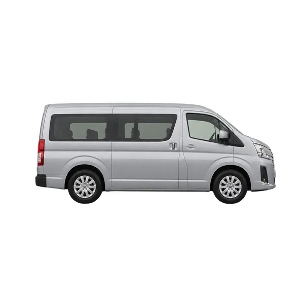 silver 2025 Toyota Hiace side (facing right) view