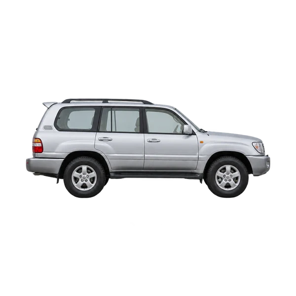 silver 2000 Toyota Landcruiser 100 4.2TD SW side (facing right) view