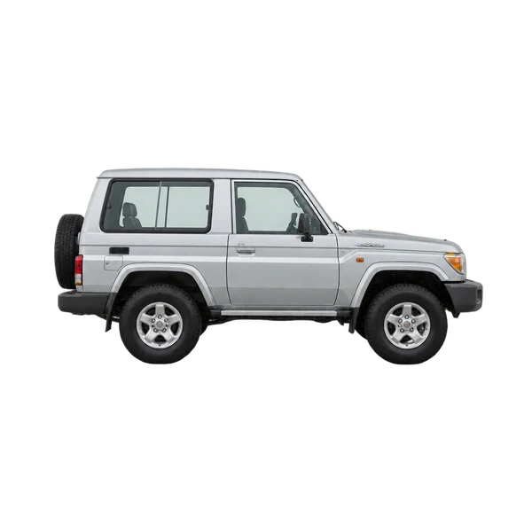 silver 2000 Toyota Landcruiser 70 4.2D HB side (facing right) view