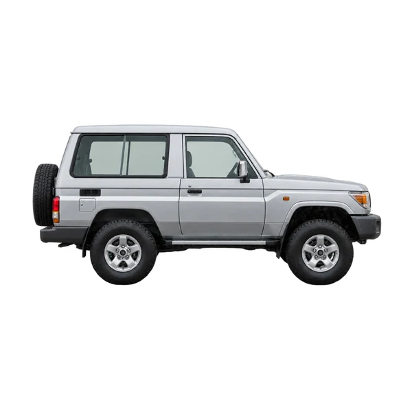 silver 2000 Toyota Landcruiser 70 4.2D VX HB side (facing right) view