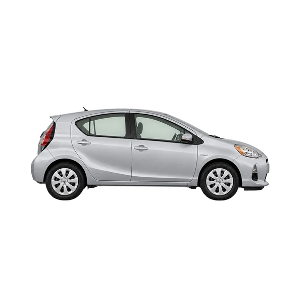 silver 2020 Toyota Prius C side (facing right) view