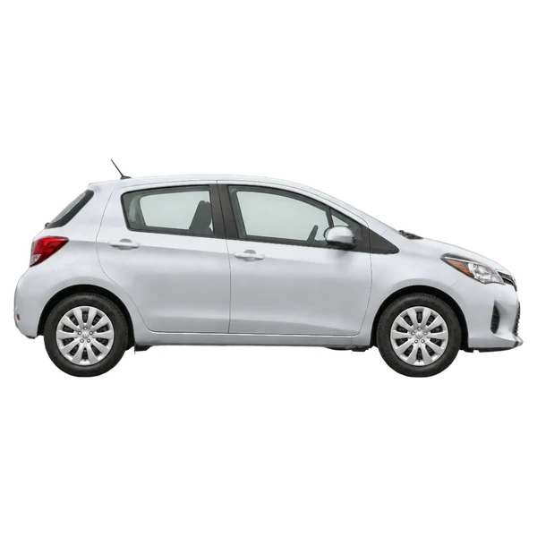 silver 2015 Toyota Yaris side (facing right) view