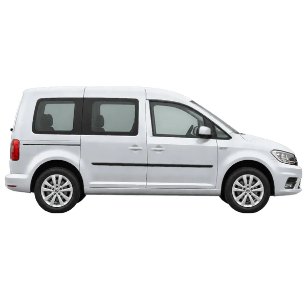 silver 2016 Volkswagen Caddy side (facing right) view