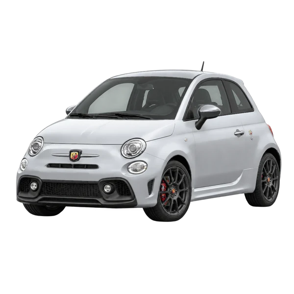 2020 Abarth 500 in Silber, Ansicht: Dreiviertelansicht vorne (nach links gerichtet)
