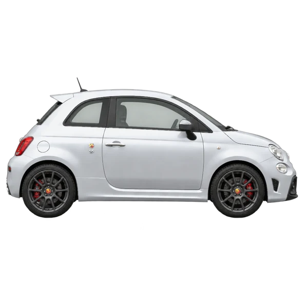 2020 Abarth 500 in Silber, Ansicht: Seite (nach rechts gewandt)