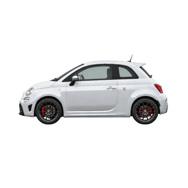 2024 Abarth 500 in Silber, Ansicht: Seite (nach links gerichtet)