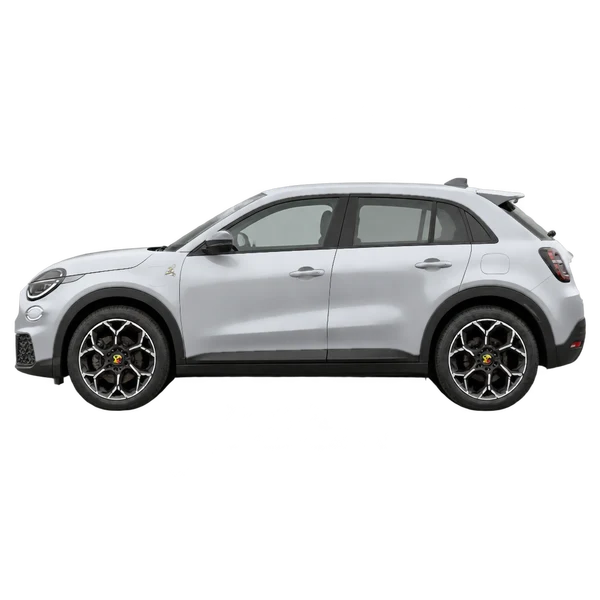 Abarth 600E 2025 prata, vista lateral (voltada para a esquerda)