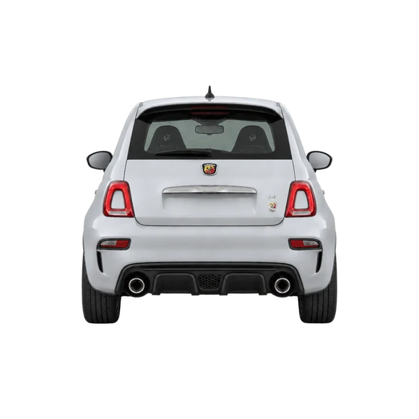 Abarth 695 2024 باللون فضي، منظر من الخلف