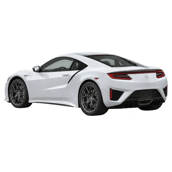 2021 Acura NSX in Silber, Ansicht: Dreiviertelansicht von hinten (nach links gerichtet)