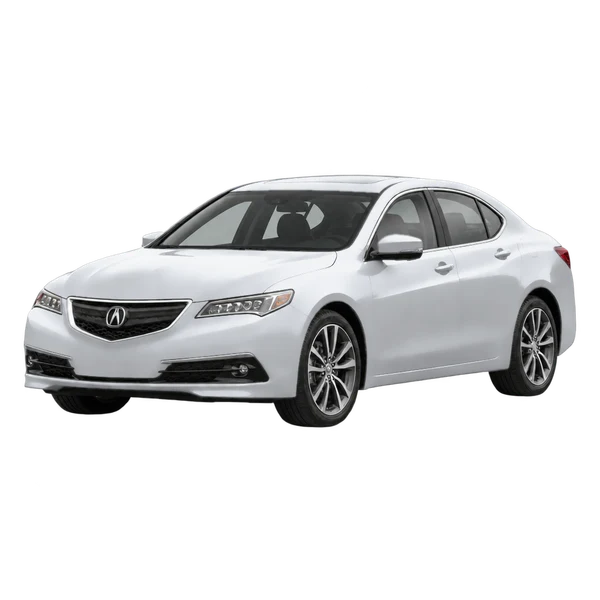 シルバーの2015 Acura TLX(フロントスリークォーター(左向き)ビュー)