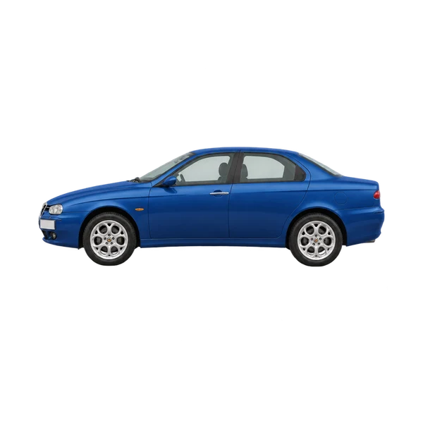 Alfa Romeo 156 2000 bleu, vue côté (vers la gauche)