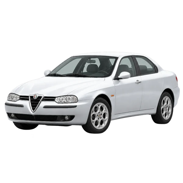 Alfa Romeo 156 2001 prata, vista dianteira em três quartos (voltada para a esquerda)